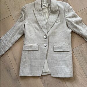 VERONICA BEARD Mathi Glen Plaid Dickey Jacket Oatmeal Beige Button Blazer 10